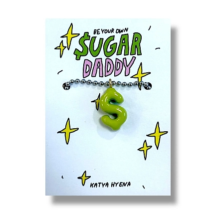 Подвеска Катя Гиена на цепочке ручной работы «Sugar Daddy», салатовый, керамика, фото 1.
