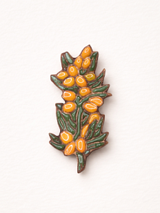 Брошь ручной работы «Облепиха», Partala ceramics
