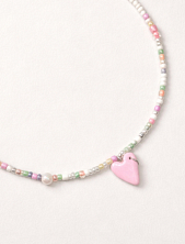 Чокер ручной работы Радость Рядом «Сердечко», розовый, бисер, полимерная глина