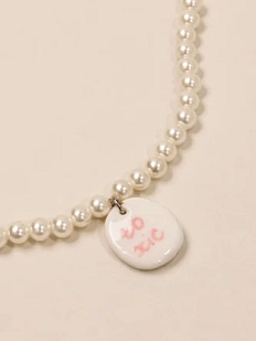 Чокер ручной работы Радость Рядом с подвеской «Toxic», полимерная глина, бисер, розовый