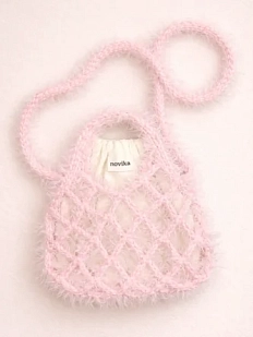 Авоська вязаная ручной работы, розовая пушистая