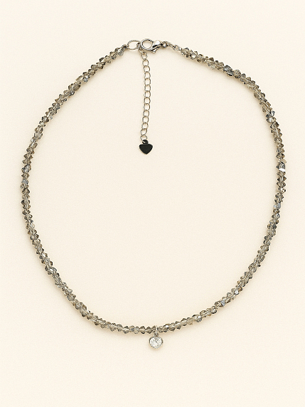 Чокер ручной работы «Heart. Silver», алмазное стекло, родированная латунь, фото 2.