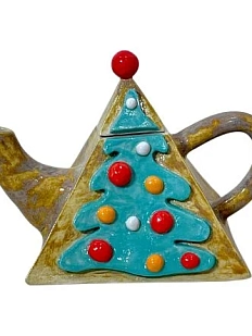 Заварочный чайник ручной работы с ёлочкой, керамика, 150 мл