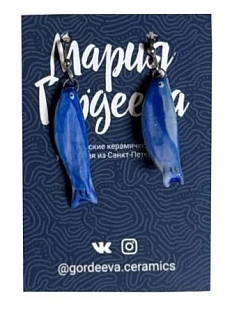 Серьги Мария Гордеева «Рыбки», керамика, синие