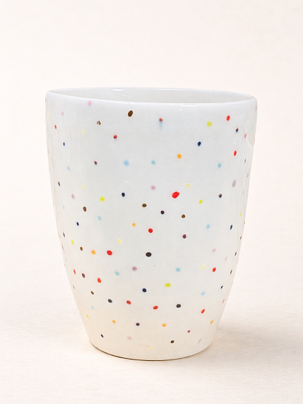 Стакан ручной работы с дизайном «Разноцветные точки», полуфарфор, 350 мл, фото 1.