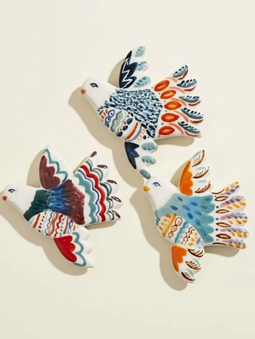 Брошь ручной работы Полина Гузеева «Птичка», сине-зелёная, фарфор, фото 7.