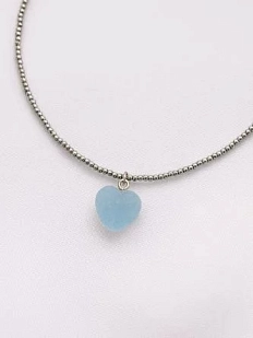 Чокер ручной работы DARI DARI с сахарным сердцем, голубой с переливом