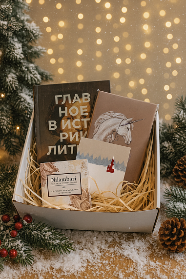 Подарочный набор на Новый год с книгой «Главное в истории литературы» и шоколадом, фото 1.