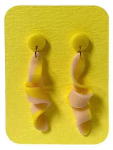 Серьги-змейки, полимерная глина, жёлтые