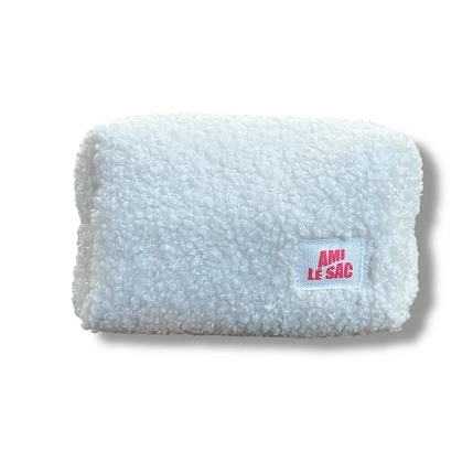 Косметичка ручной работы АМИ (Ami lé sac) «Bebesss», белая, барашек, фото 1.