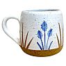 Кружка ручной работы Синие цветы, бежевая, керамика 300 мл, превью фото 1