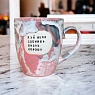 Кружка ручной работы Тата вытворяет/NF ceramics «Х*й меня сломишь, жизнь хороша», розовая, керамика, 400 мл, превью фото 3