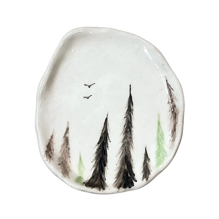 Блюдце ручной работы Катя Вебер «Лес», керамика, среднее, фото 1.
