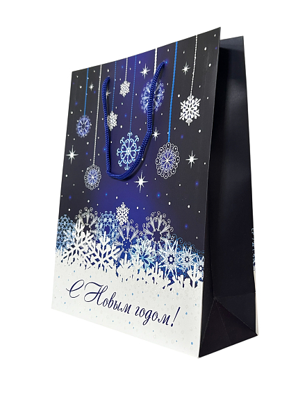 Пакет подарочный блестящий «Сияющие снежинки», фото 2.