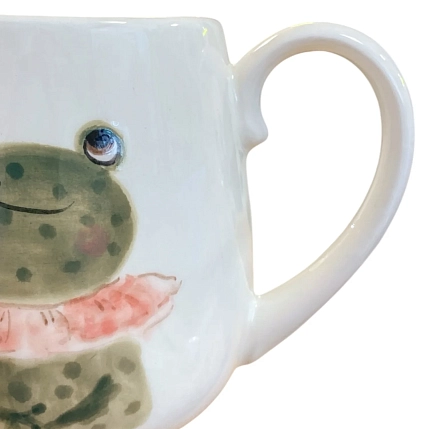 Кружка ручной работы Ким керамика с росписью Лягушка в розовом жабо, фарфор, 350 мл, фото 3.
