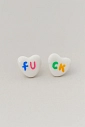 Серёжки-гвоздики Радость Рядом «F**k», полимерная глина, белые, превью фото 1