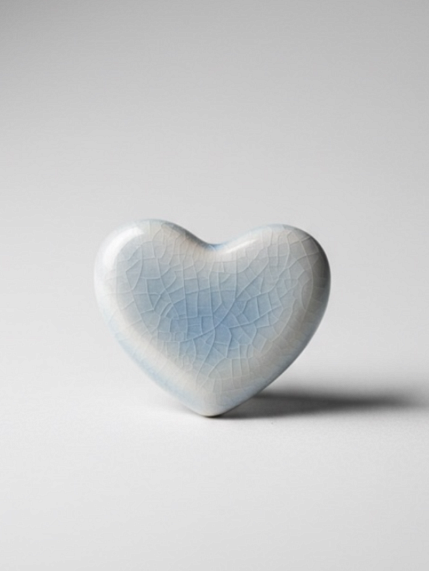 Брошь КерамЕлКа «Сердце большое», лазурная, керамика, фото 1.
