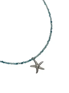 Чокер ручной работы ‭«Crystal» с подвеской-морской звездой, синий