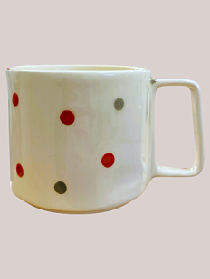 Кружка ручной работы в горошек "Конфетти", зелено-красный, керамика, 500 мл
