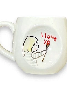 Кружка ручной работы с надписью «I love you», белая, керамика, 300 мл