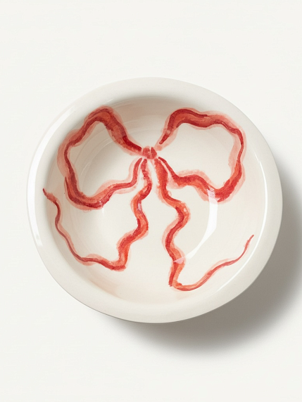 Глубокая тарелка ручной работы Йеллоускуп «Бантик», керамика, 18 см, фото 1.