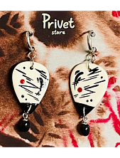 Серьги-конго ручной работы с бусиной «Абстракция», керамика