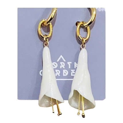 Серьги-конго ручной работы с подвесками «Колокольчики», фарфор, фото 1.