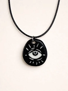 Подвеска ручной работы Боттери керамика «Глаз», чёрный, керамика