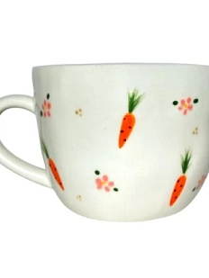 Чашка для чая ручной работы Slowday Ceramics в морковку «Винтаж», полуфарфор, 400 мл