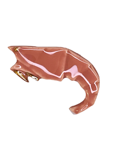 Брошь ручной работы «Креветка оригами», розовая, Partala ceramics