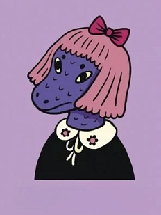 Картхолдер Валя Карнавалова «Рептилоид с бантиком», лиловый, ПВХ