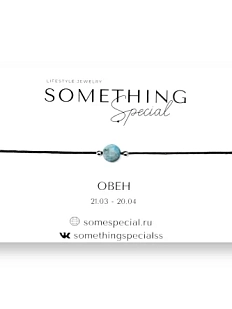 Браслет Something Special «Овен» с бирюзой на чёрной нити
