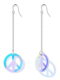Серьги «Peace», оргстекло, переработанный пластик, переливающиеся