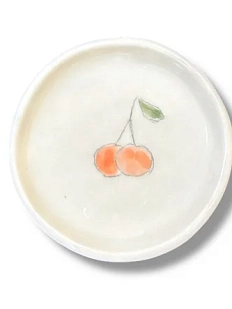 Блюдце под украшения ручной работы с вишенками, 10 см