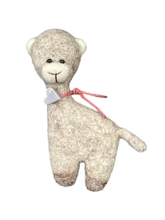 Брошь ручной работы Альпака с сердечком, шерсть