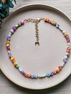 Колье ручной работы Бур.Мур «Paints 2», ракушка, цветной перламутр