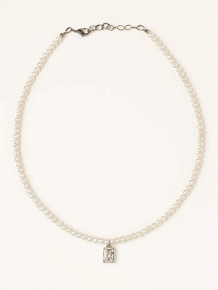 Чокер ручной работы «Base», речной жемчуг, родированная латунь, фото 2.