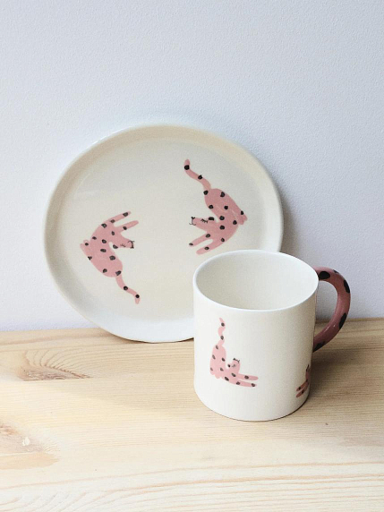 Кружка ручной работы Ладан керамика «Леопард на чилле», полуфарфор, 450 мл, фото 4.