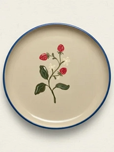 Тарелка ручной работы Йеллоускуп «Земляника», керамика, 19 см