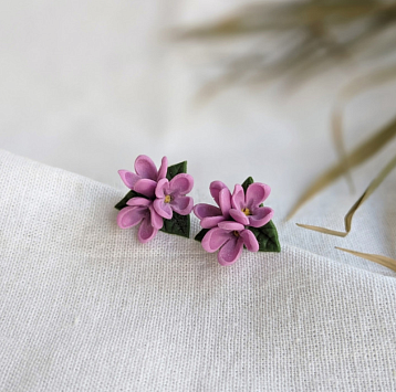 Серьги-гвоздики «Сирень», полимерная глина, фото 3.