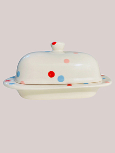 Маслёнка ручной работы, «Конфети» белая керамика