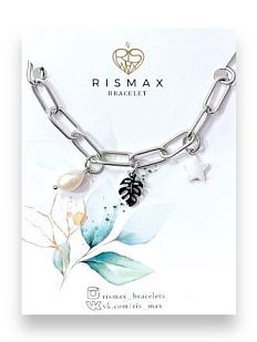 Браслет-цепочка ручной работы с жемчужиной, монстерой и звездой, 19-23 см, нержавеющая сталь