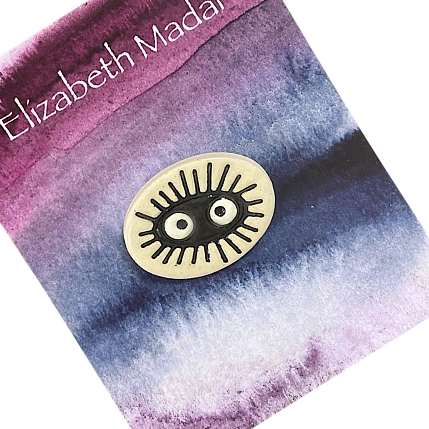 Брошь ручной работы Elizabeth Madar Сусуватари, чёрно-белая, керамика, фото 2.