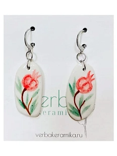 Серьги Верба керамика «Гранаты», керамика, белые