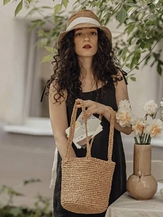 Летняя панама Гнёздышко с лентами, двухсторонняя, бежево-коричневая