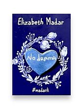 Брошь ручной работы Elizabeth Madar сердечко No drama, синяя, керамика