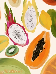 Постер интерьерный DARI DARI «Тропические фрукты», А4