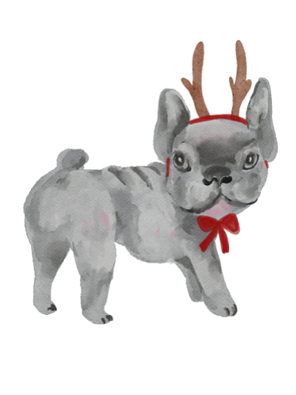 3D Стикер на телефон «Новогодний бульдог», фото 1.