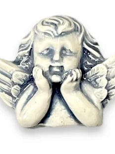 Брошь ручной работы Elizabeth Madar Ангел, серо-голубая, керамика