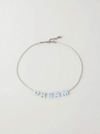 Чокер ручной работы DARI DARI с надписью перламутровыми бусинами «Dream», бисер, белый, фото 3.